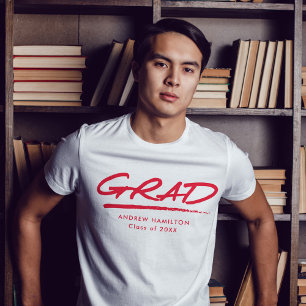 Modern Dashed Red Grad Personalized Graduation T-Shirt
