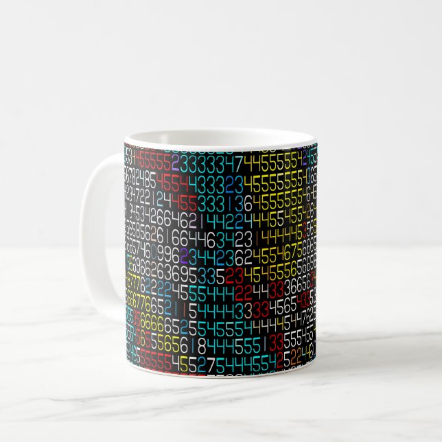 Modern data stream numbers design coffee mug (Front Left)