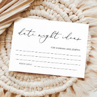 Modern Date Night Ideas Bridal Shower Game Card