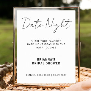 Modern Date Night Ideas Minimalist Bridal Shower Poster