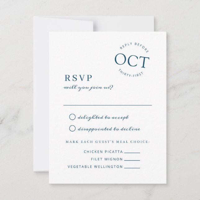 Modern Date Seal Navy Blue Wedding RSVP Save The Date (Front)