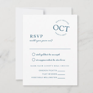 Modern Date Seal Navy Blue Wedding RSVP Save The Date