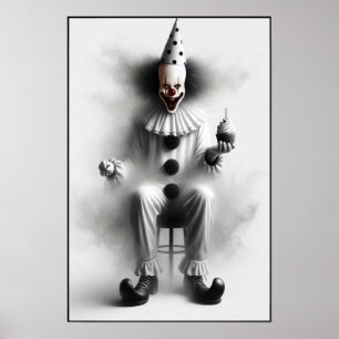 Modern Day Creepy Clown Portrait  Poster