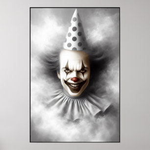 Modern Day Creepy Clown Portrait  Poster