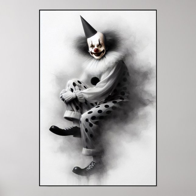 Modern Day Creepy Clown Portrait  Poster (Front)