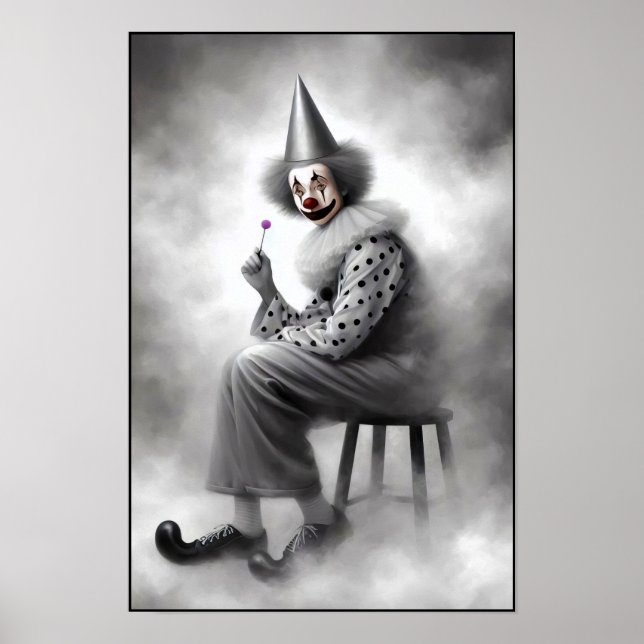 Modern Day Creepy Clown Portrait  Poster (Front)