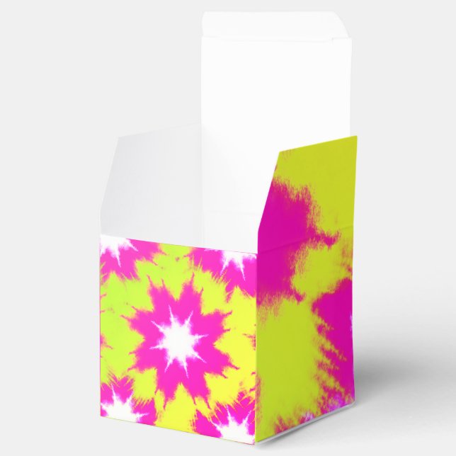 Modern Dazzle Rose Green Yellow Tie Dye Favor Box (Opened)
