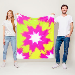 Modern Dazzle Rose Green Yellow Tie Dye Fleece Blanket