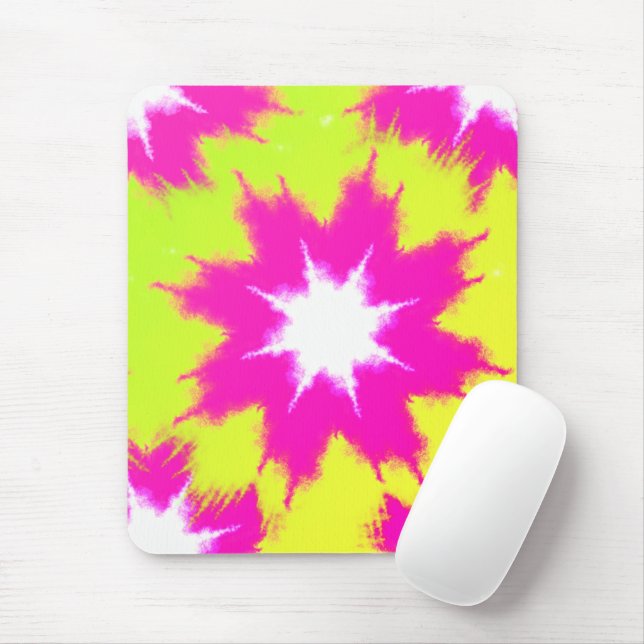 Modern Dazzle Rose Green Yellow Tie Dye Mouse Pad (With Mouse)