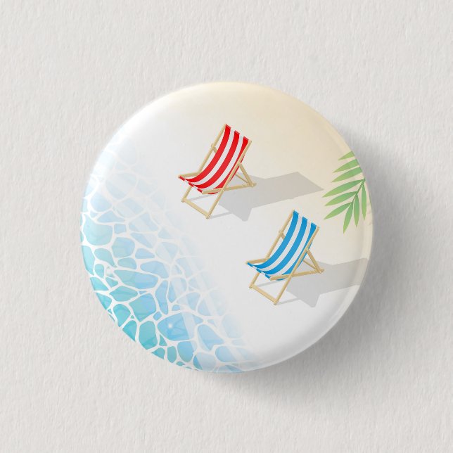 Modern Deckchairs at Seaside Art 1 Inch Round Button (Front)