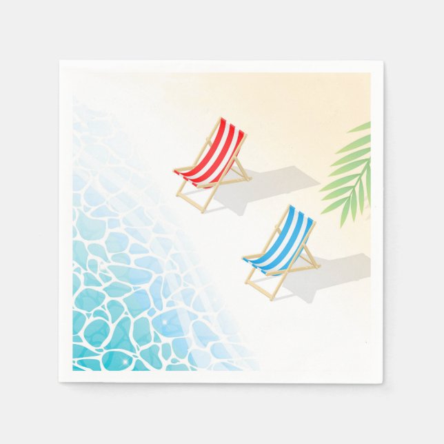 Modern Deckchairs at Seaside Art Napkin (Front)