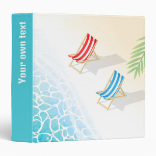 Modern Deckchairs at Seaside Art Personalised Binder