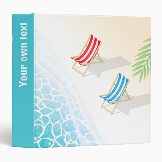 Modern Deckchairs at Seaside Art Personalised Binder (Front/Spine)