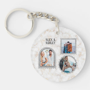 Modern Deco Art Custom Photo Name Design Keychain