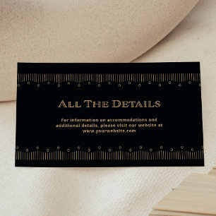 Modern Deco Black and Gold Wedding Details Enclosure Card