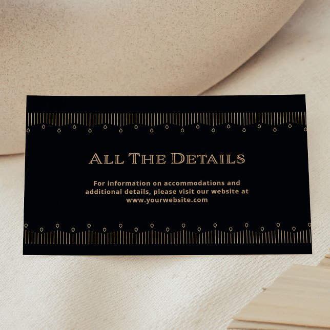 Modern Deco | Black and Gold Wedding Details Enclosure Card (Creator Uploaded)