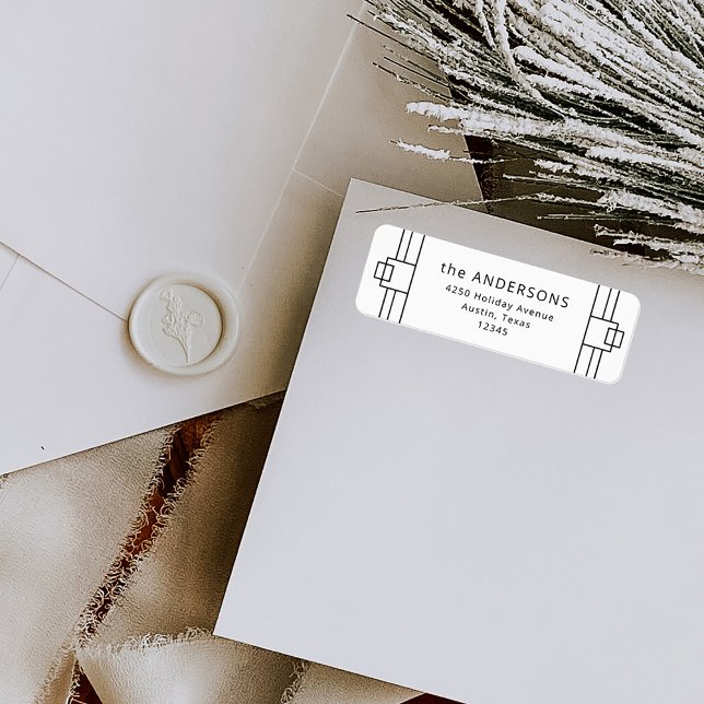 Modern Deco | Black and White (Elegant, black and white art deco style address labels to attach to your matching Christmas cards)