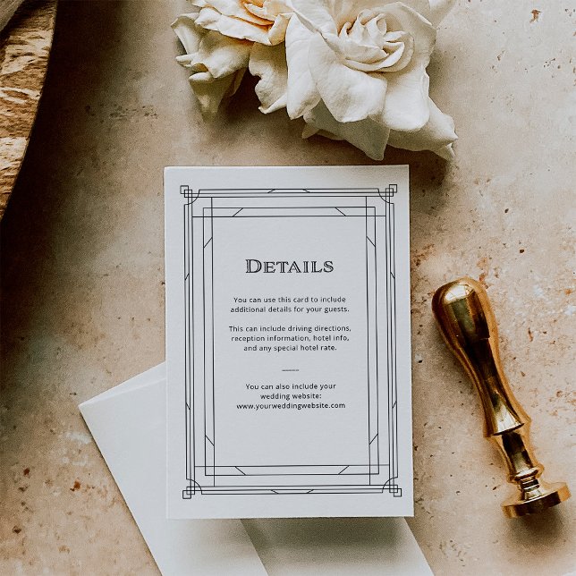 Modern Deco Black and White Wedding Guest Details Enclosure Card (Creator Uploaded)