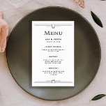 Modern Deco | Black and White Wedding Menu<br><div class="desc">This glamorous wedding menu features a modern spin on classic art deco. Ornate,  black geometric borders and ornamentation decorate an elegant white background for a dramatic,  vintage 1920's dinner menu look.</div>