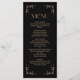 Modern Deco | Elegant Black and Gold Wedding Menu