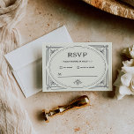 Modern Deco | Elegant Black and Ivory Wedding RSVP Card<br><div class="desc">These glamourous wedding rsvp response cards feature a modern spin on classic art deco. An ornate,  black geometric frame and ornamentation decorate an elegant ivory background for a dramatic,  vintage wedding look.</div>