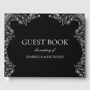 Modern Deco   Elegant Black and White Wedding Guest Book
