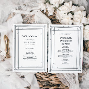 Modern Deco   Elegant Black and White Wedding Program