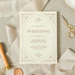 Modern Deco | Elegant Ivory and Gold Wedding Invitation<br><div class="desc">These glamourous wedding invitations feature a modern spin on classic art deco. An ornate,  faux gold geometric frame and ornamentation decorate an elegant ivory background for a dramatic,  vintage wedding look.</div>