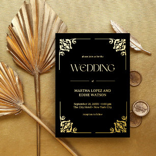 Modern Deco   Elegant Wedding Black and Gold