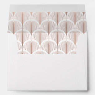 Modern Deco Faux Rose Gold and White Wedding Envelope