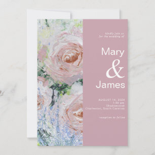 Modern deco Floral Wedding  Dusty Rose   Wedding   Invitation