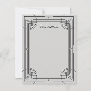 Modern Deco Frame Stationery Note Card - Grey