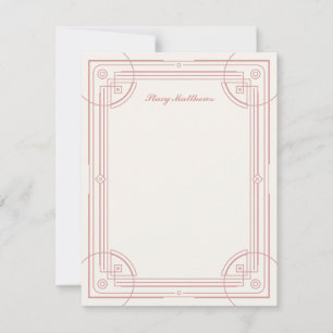 Modern Deco Frame Stationery Note Card - Rose