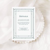 Modern Deco Green and Silver Wedding Guest Details