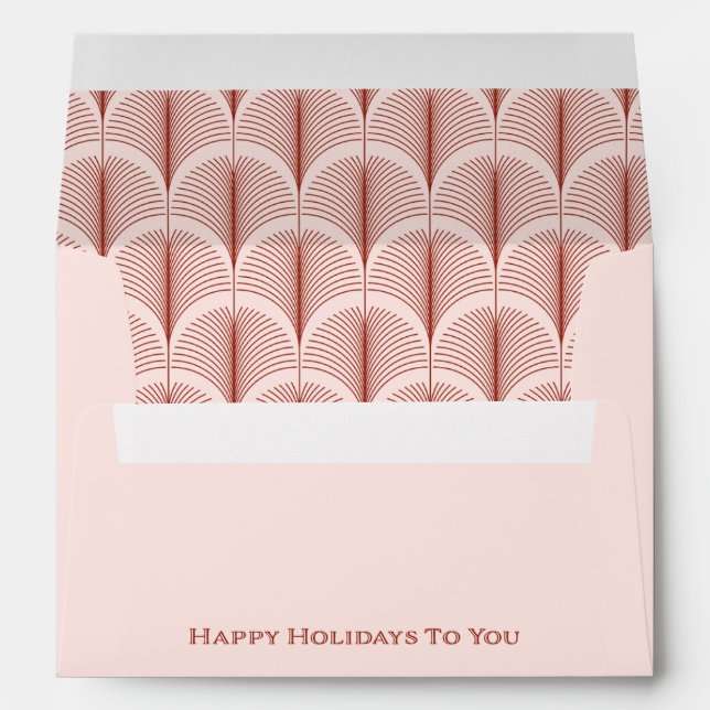 Modern Deco | Happy Holidays Elegant Pink and Red Envelope (Back (Bottom))