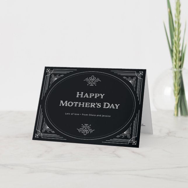 Modern Deco | Happy Mothers Day Black and White Card (Front)
