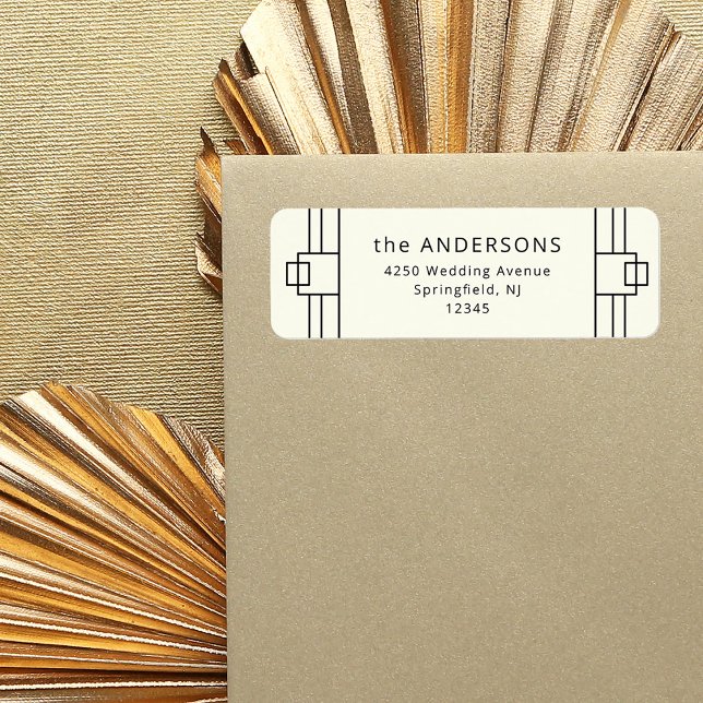 Modern Deco | Ivory and Black Return Address (Creator Uploaded)