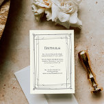 Modern Deco Ivory and Black Wedding Guest Details Enclosure Card<br><div class="desc">These glamourous ivory and white wedding guest information cards feature a modern spin on classic art deco. An ornate, black geometric frame and ornamentation decorate an elegant ivory background for a dramatic, vintage wedding look. You can use these cards for driving directions, reception or transportation information, hotel or accommodations information,...</div>