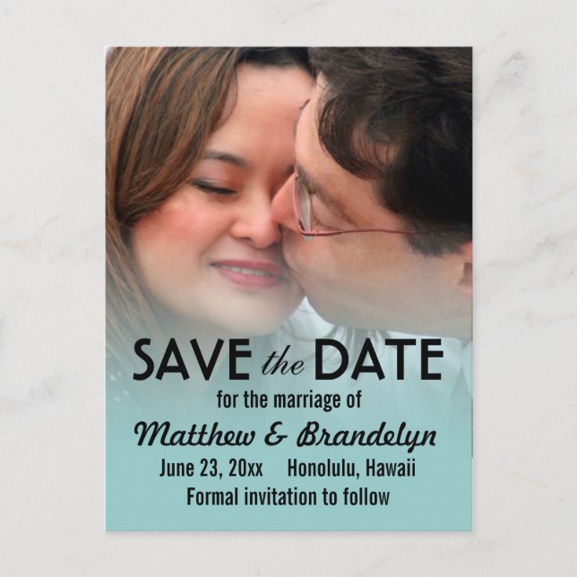 Modern Deco Photo Save the Date Postcards (Front)