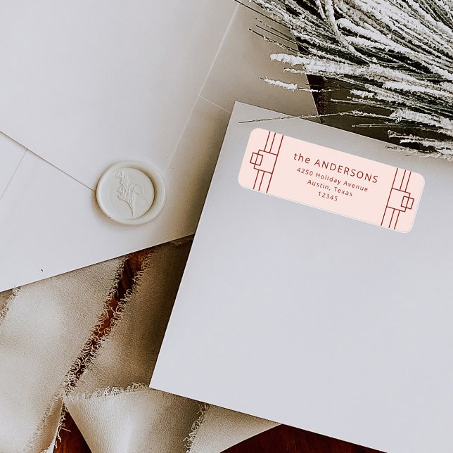 Modern Deco | Pink and Red (Elegant, pink and red art deco style address labels to add to your matching Christmas cards)