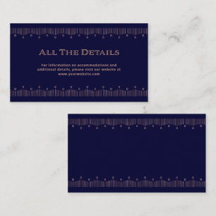 Modern Deco Rose Gold and Navy Wedding Details Enclosure Card