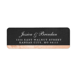 Modern Deco Rose Gold Wedding Return Address Label