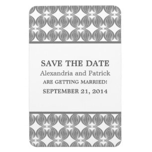 Modern Deco Save the Date Magnet, Grey Magnet