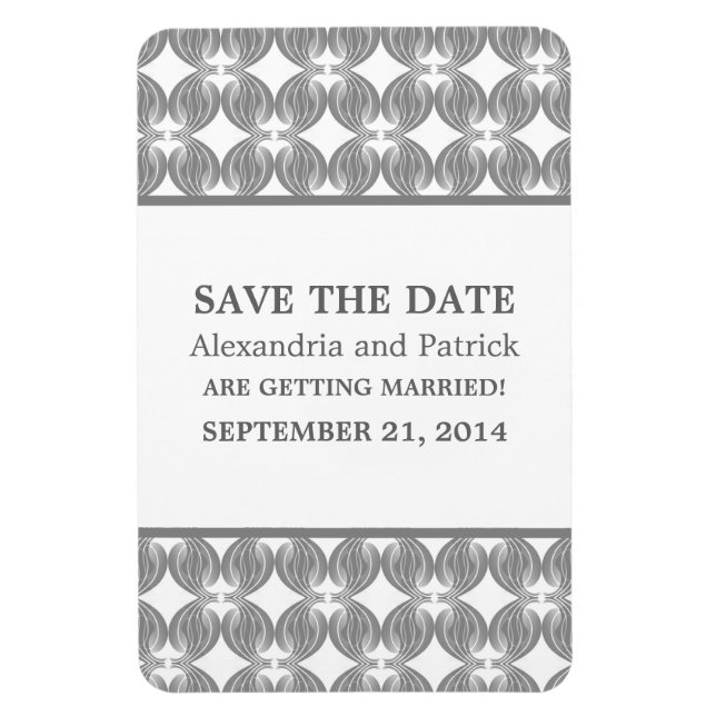 Modern Deco Save the Date Magnet, Grey Magnet (Vertical)