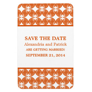 Modern Deco Save the Date Magnet, Orange Magnet