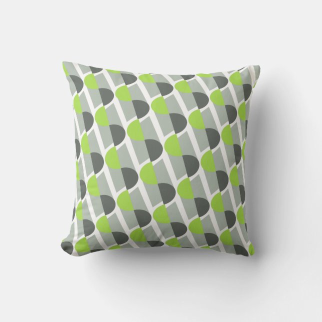 Modern deco styled pattern lime throw pillow (Front)