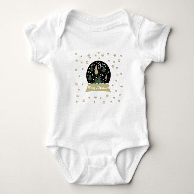 Modern decorated snowglobe baby bodysuit (Front)