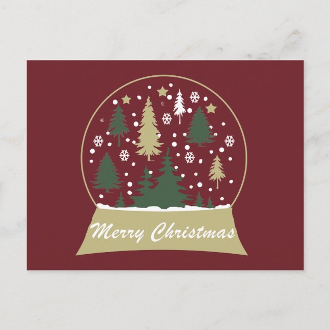 Modern decorated snowglobe holiday postcard (Front)