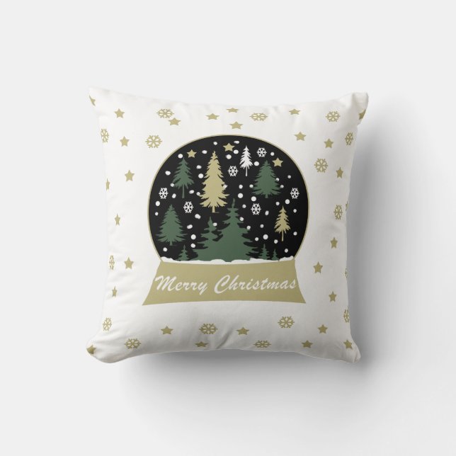 Modern decorated snowglobe throw pillow (Front)