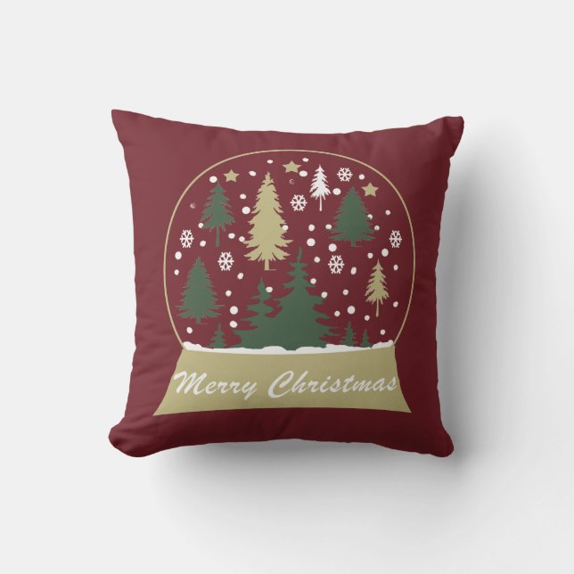 Modern decorated snowglobe throw pillow (Front)